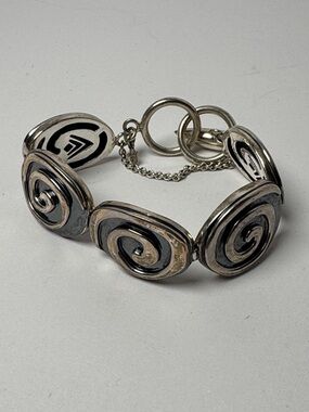 SILPADA Retired Sterling Spiral Link Bracelet in Black Silver 925 Toggle Clasp